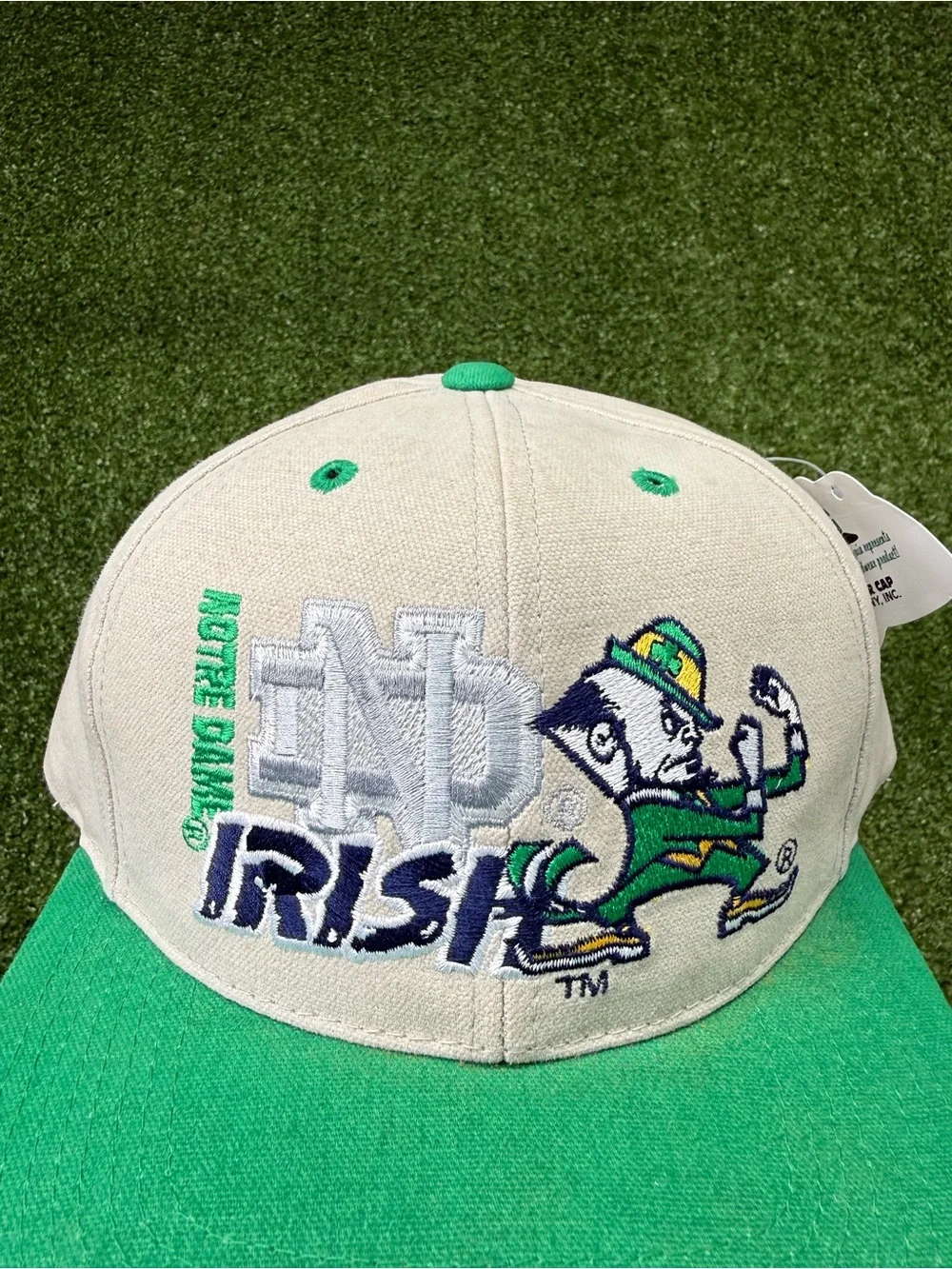 NWT Vtg Notre Dame Fighting Irish Adjustable Strap Outdoor Cap OC Logo Mascot